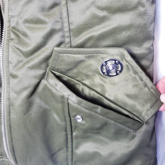 NWT Love Moschino EU 40 Satin Look Padded Jacket Pockets Full Zip In Olive Green - Picture 6 of 11